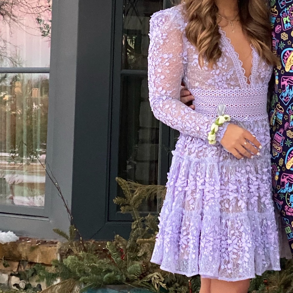 Bronx and Banco Lavender Lace Mini Dress - Picture 2 of 2